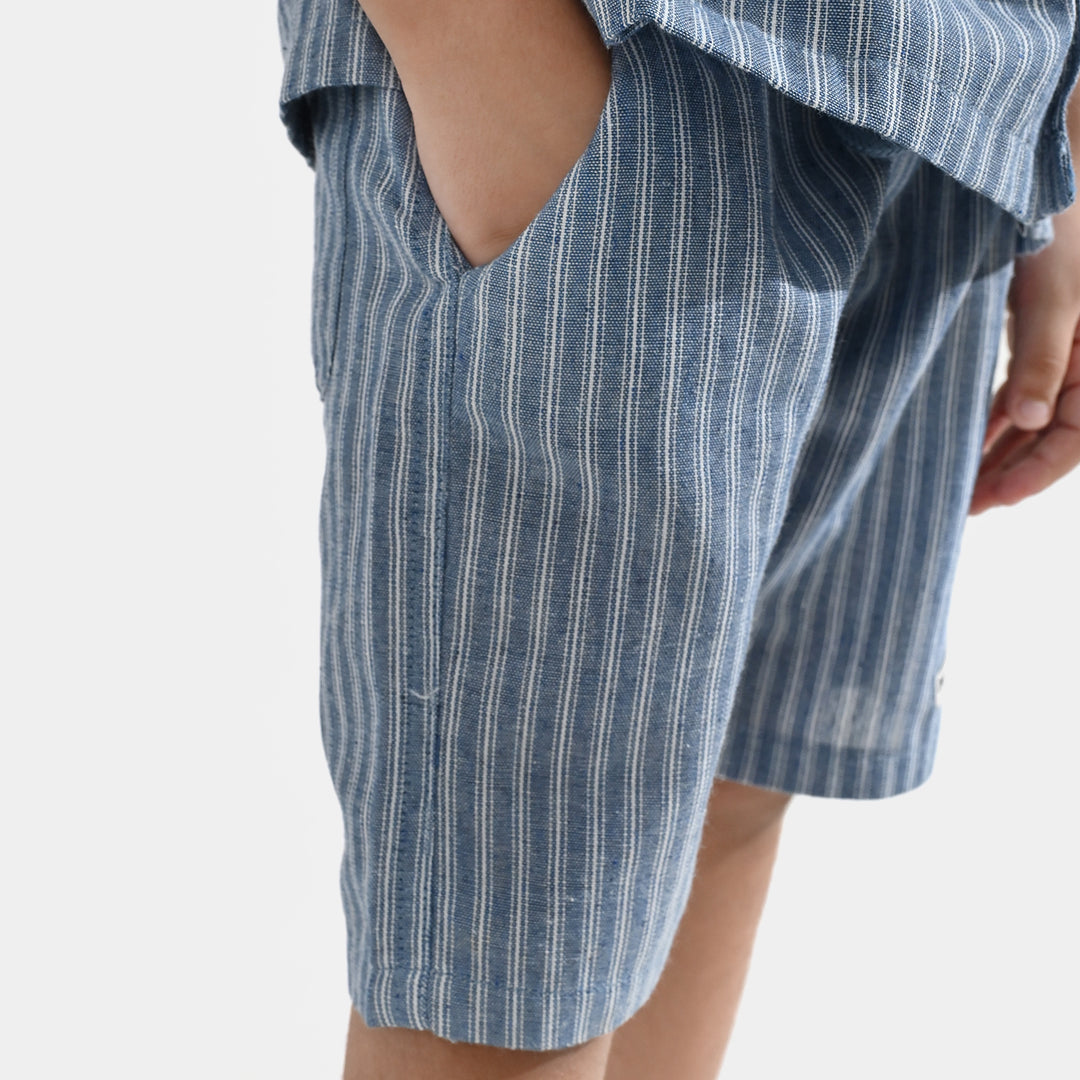 Boys Yarn Dyed Woven Suit-Deep In Thought-Blue