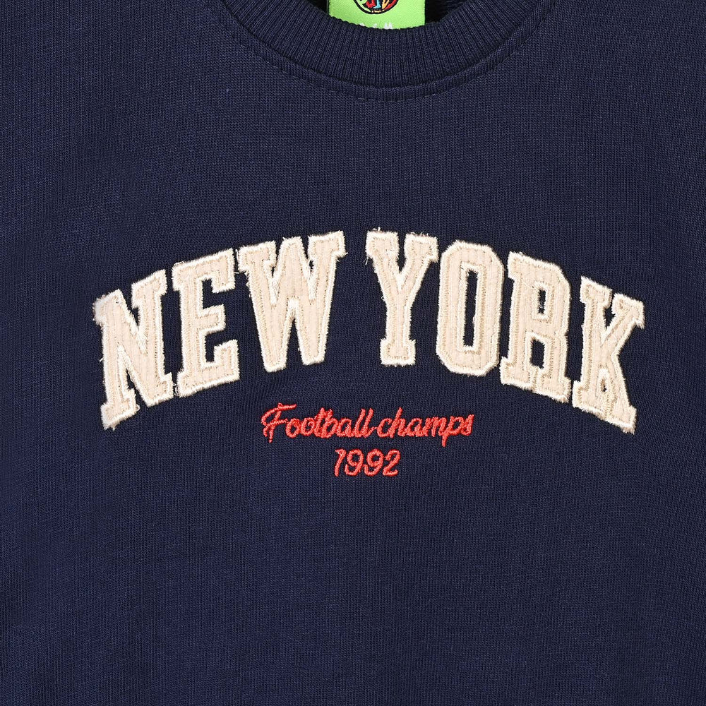 Infant Boys Cotton Terry Sweatshirt New York-NAVY