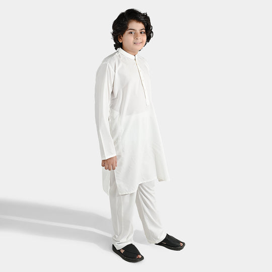 Boys Poly Viscose 2Piece Suit (White Basic)