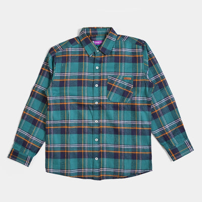 Boys Casual Shirt Basic Basic Flannel- Sea Green