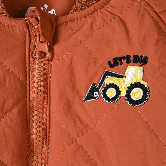Infant Boys Polyester Puffer Jacket Let's Dig-Rust