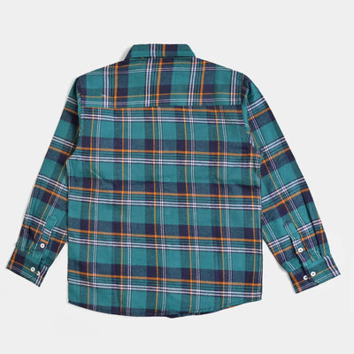 Boys Casual Shirt Basic Basic Flannel- Sea Green