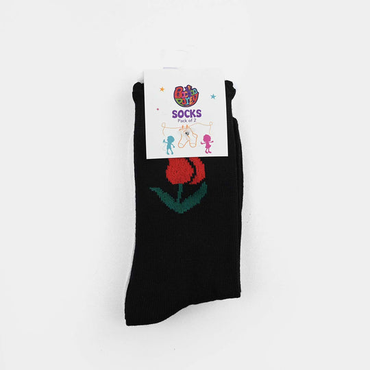 Girls Cotton Sock Pack of 2 Tulip-Black.White