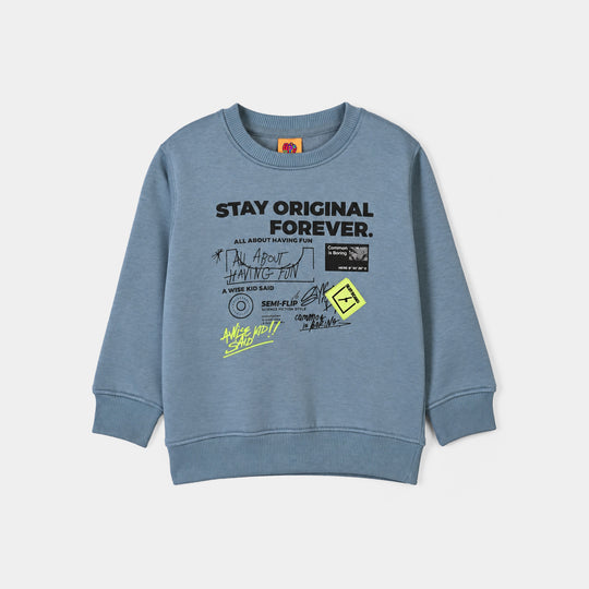 Boys Fleece Sweatshirt Stay Original- Light Blue