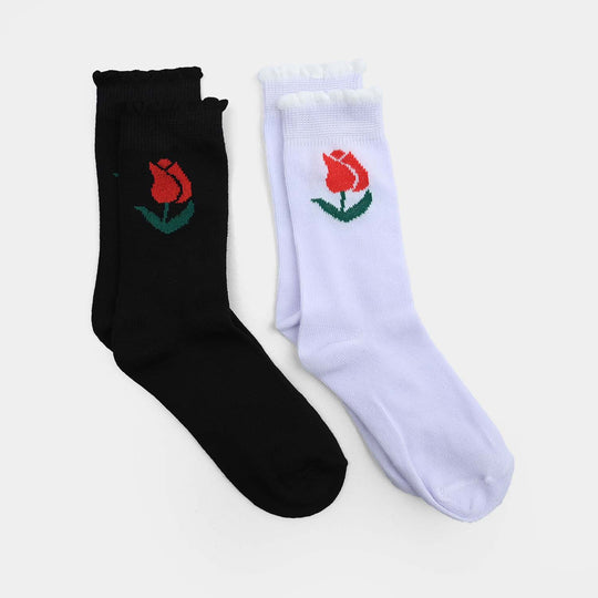 Girls Cotton Sock Pack of 2 Tulip-Black.White