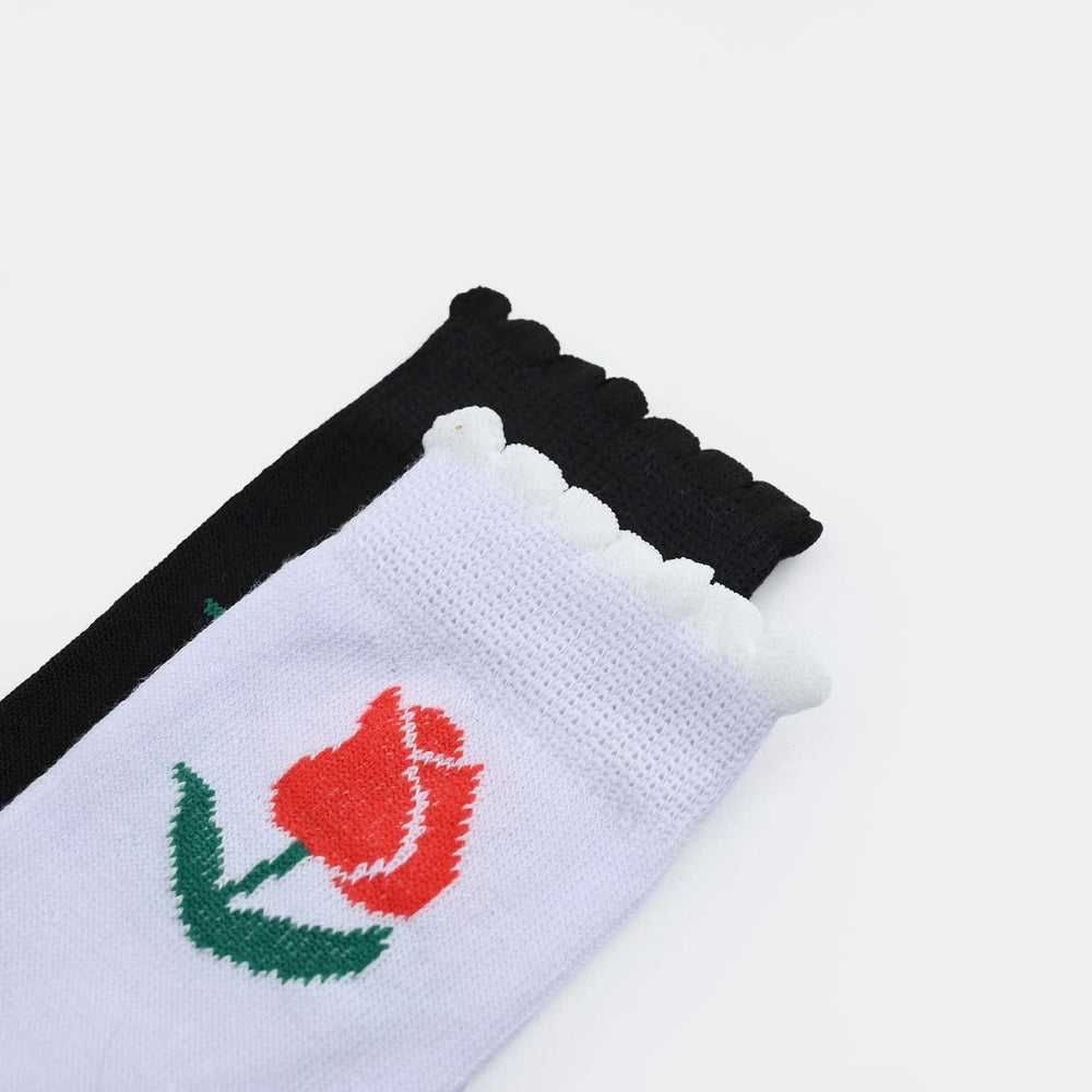 Girls Cotton Sock Pack of 2 Tulip-Black.White