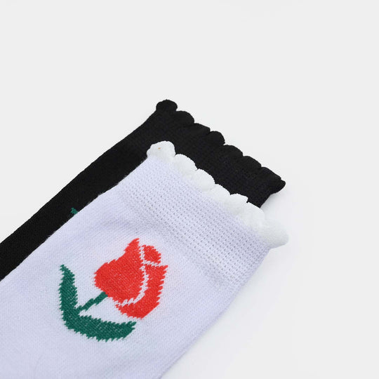 Girls Cotton Sock Pack of 2 Tulip-Black.White