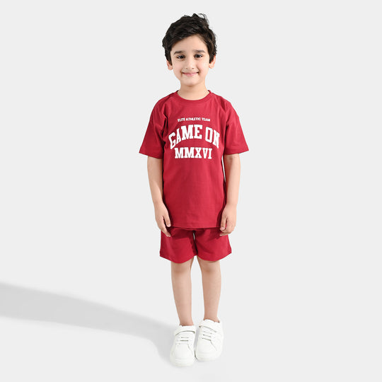 Boys Jersey/Terry 2Piece Suit Game On-Rio.Red