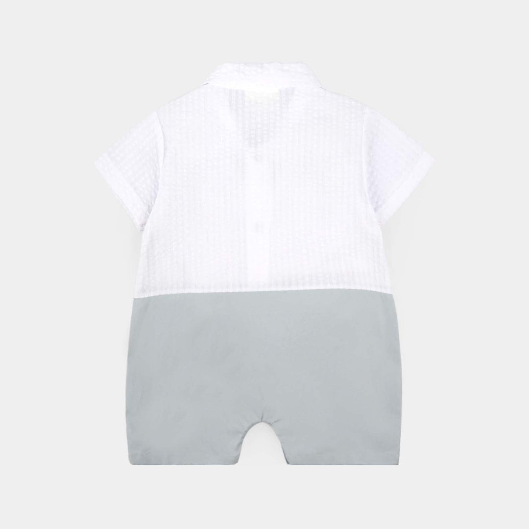 Infant Boys Jersey/Terry Romper  - Blue