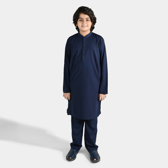 Boys Poly Viscose 2Piece suit (Cut Collar)-Navy Blue