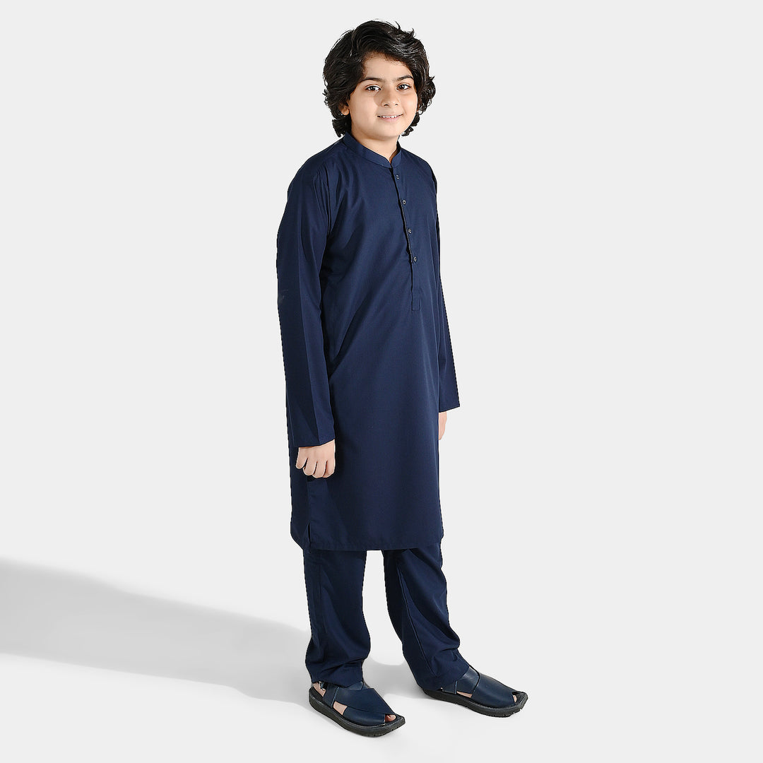 Boys Poly Viscose 2Piece suit (Cut Collar)-Navy Blue