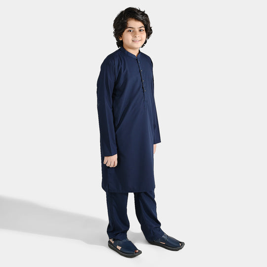 Boys Poly Viscose 2Piece suit (Cut Collar)-Navy Blue