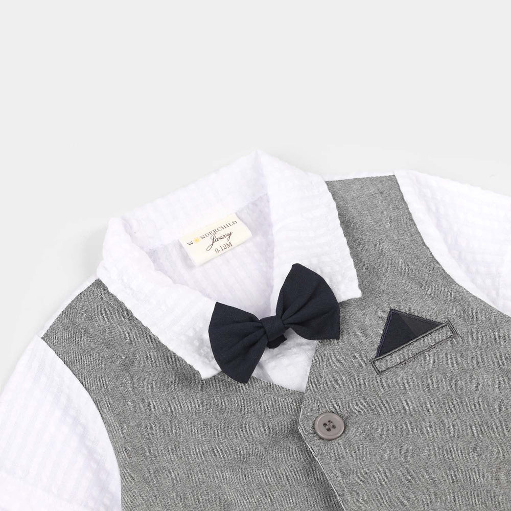 Infant Boys Jersey/Terry Romper 297-019 -GREY