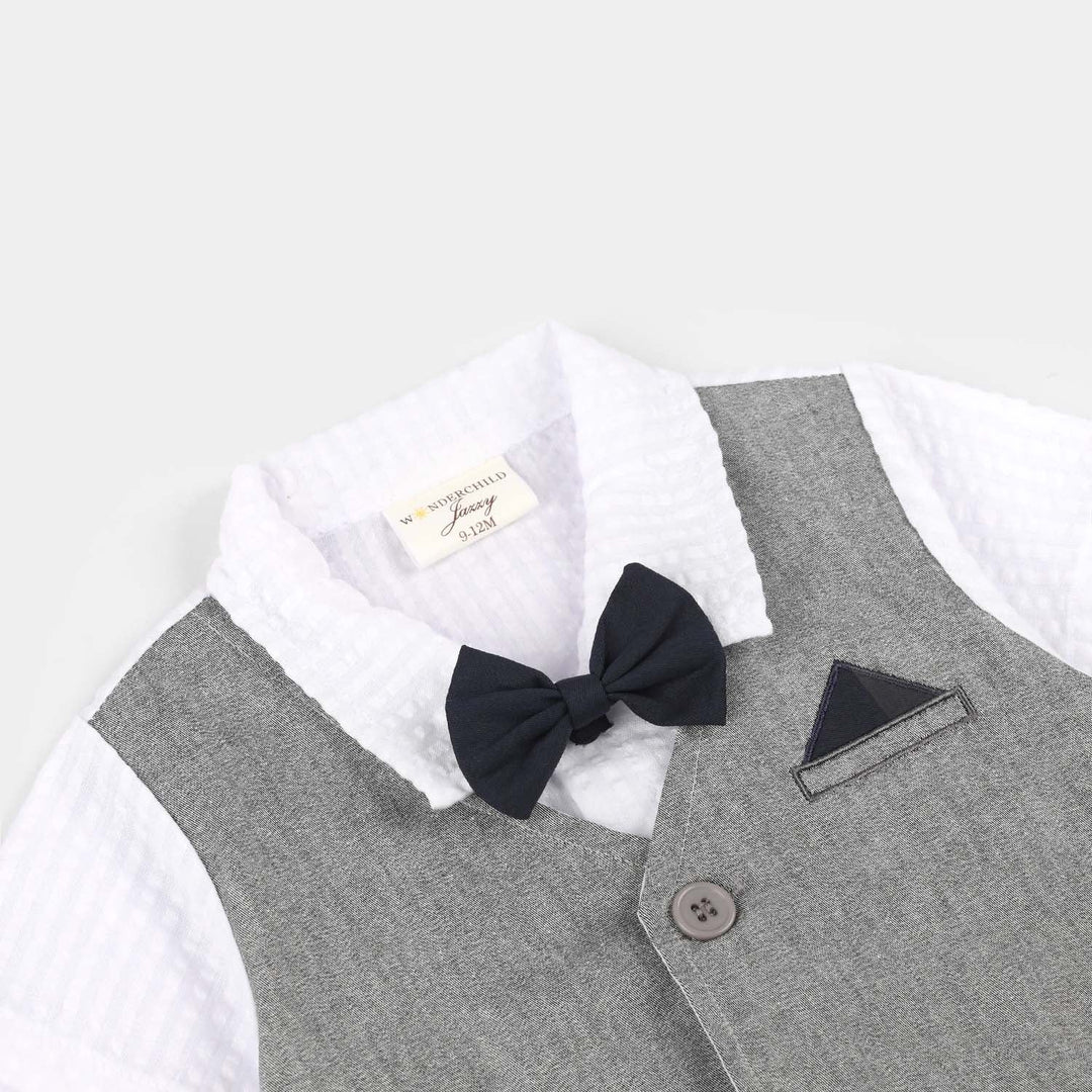 Infant Boys Jersey/Terry Romper - Grey