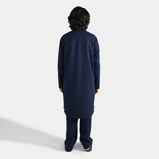 Boys Poly Viscose 2Piece suit (Cut Collar)-Navy Blue