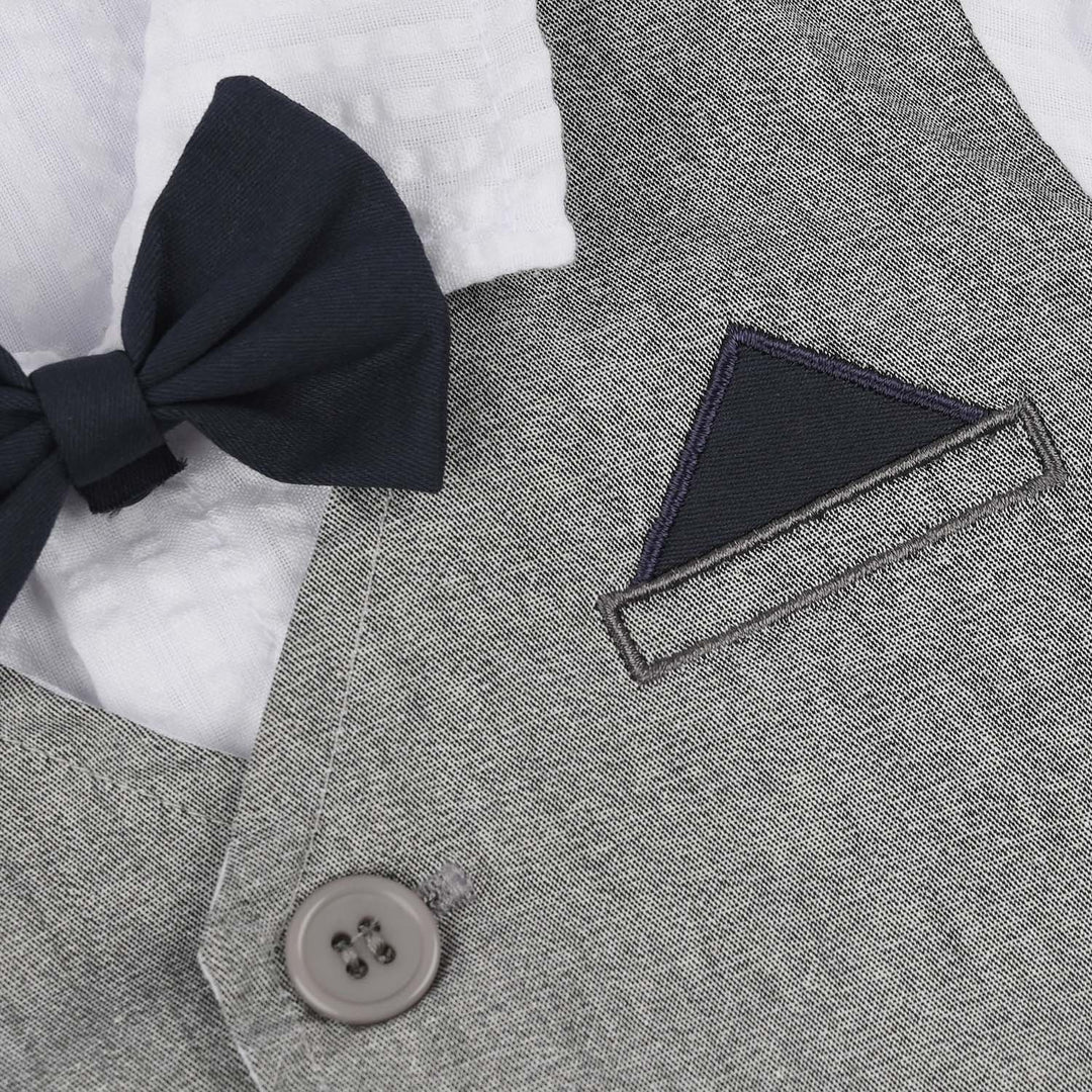 Infant Boys Jersey/Terry Romper - Grey