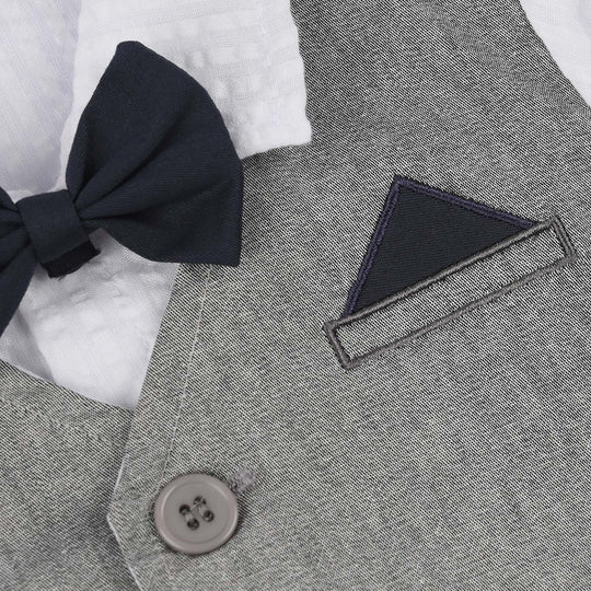 Infant Boys Jersey/Terry Romper - Grey