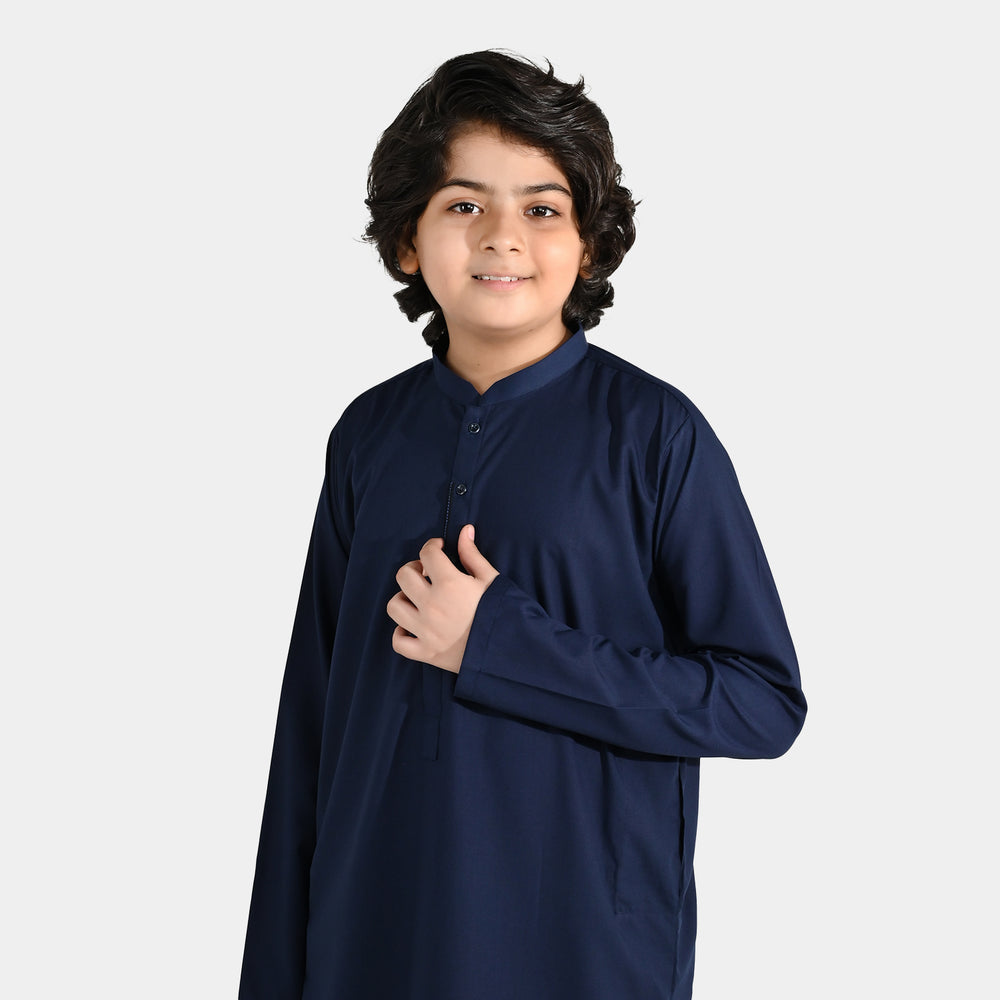 Boys Poly Viscose 2Piece suit (Cut Collar)-Navy Blue