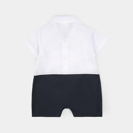 Infant Boys Jersey/Terry Romper - Grey