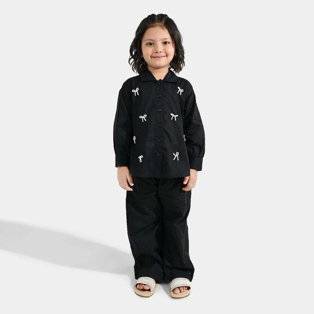 Girls Cotton Co-ord Set Black Beauty-BLACK