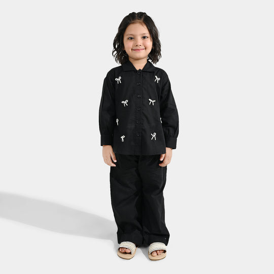Girls Cotton Co-ord Set Black Beauty-BLACK