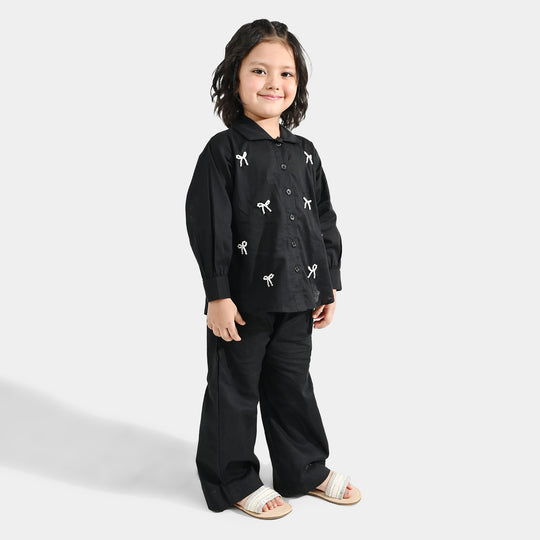 Girls Cotton Co-ord Set Black Beauty-BLACK