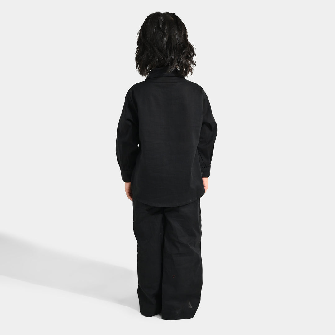 Girls Cotton Co-ord Set Black Beauty-BLACK