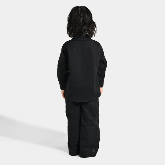 Girls Cotton Co-ord Set Black Beauty-BLACK