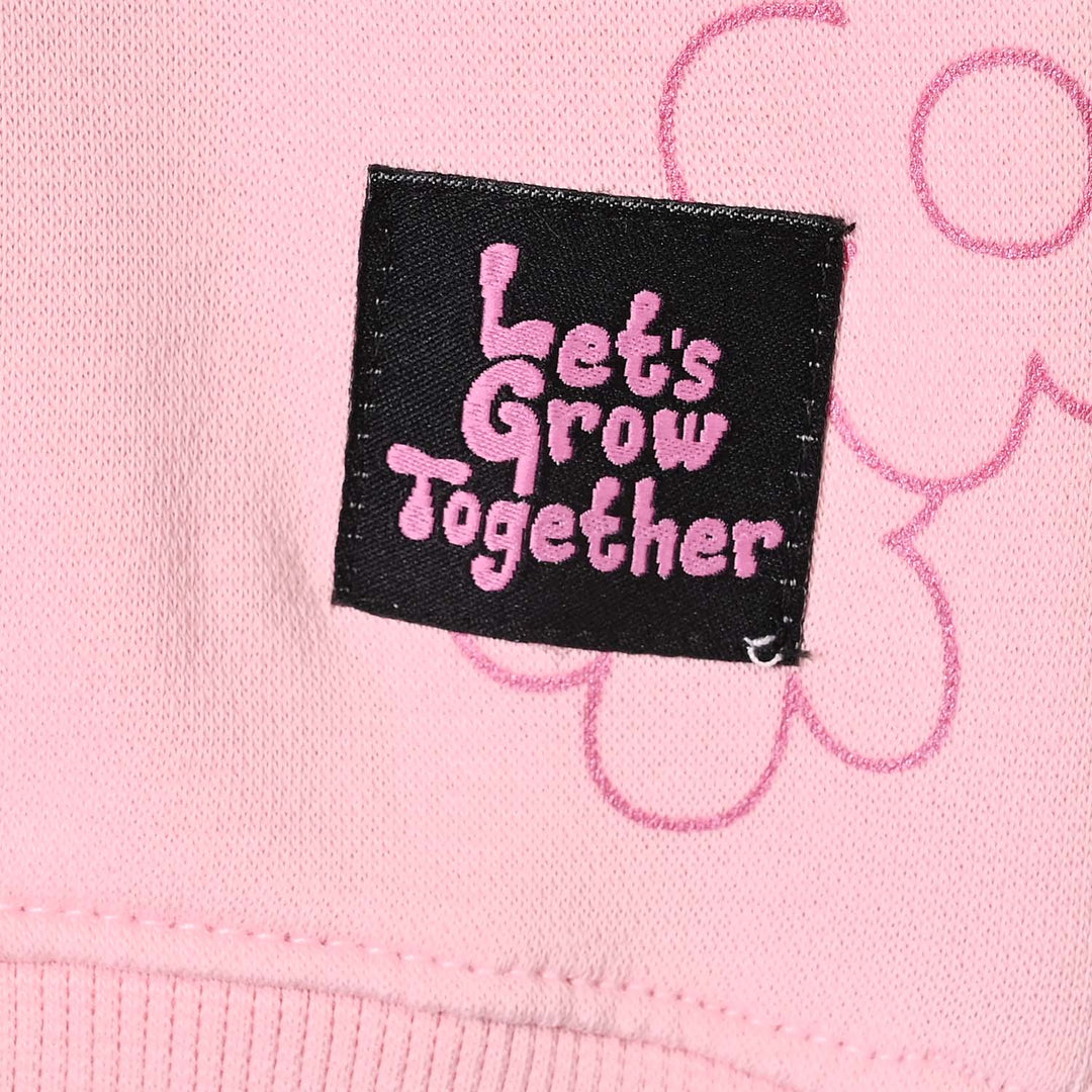Girls Fleece Sweatshirt Flowers- Pink