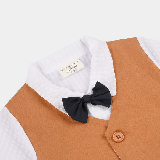 Infant Boys Jersey/Terry Romper 297-023 -BEIGE