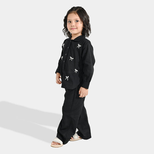 Girls Cotton Co-ord Set Black Beauty-BLACK