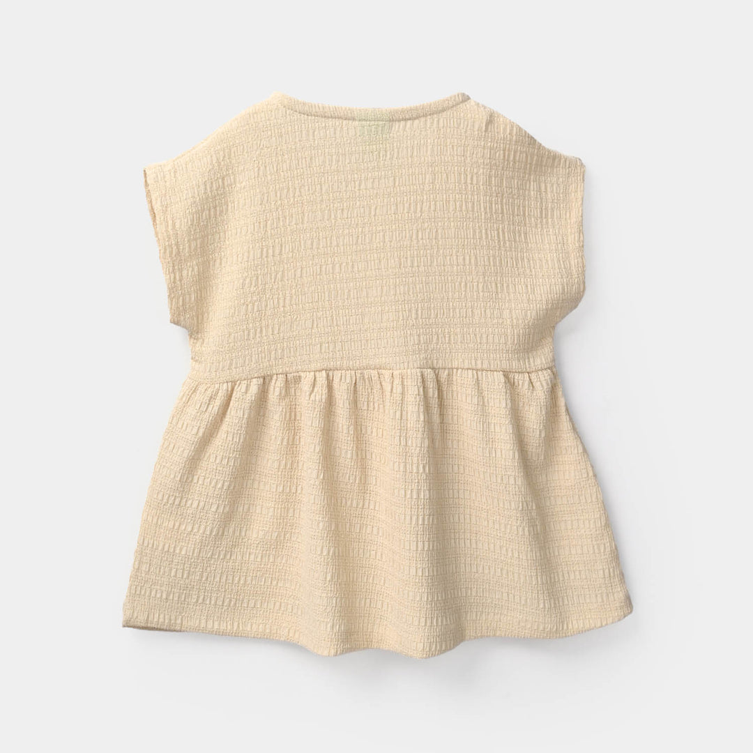Infant Girls Poly Crinkle Knitted Frock - Brown