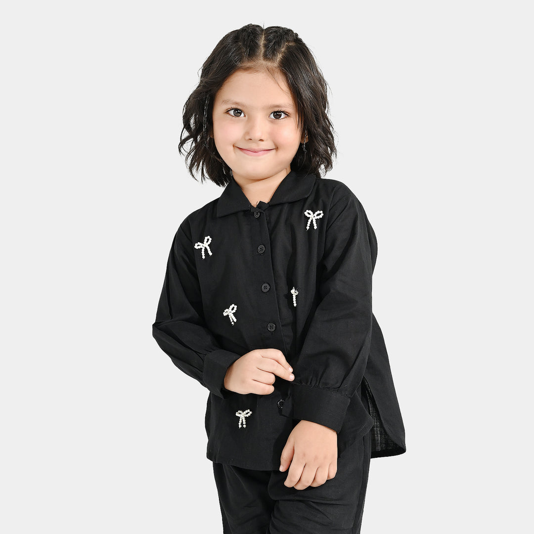 Girls Cotton Co-ord Set Black Beauty-BLACK