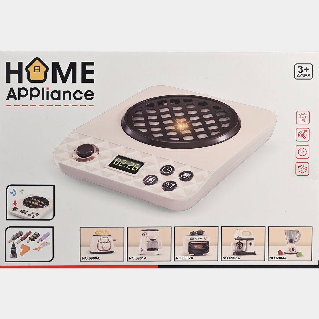 Electric BBQ Oven Play Set – 8 PCS Home Appliance Toy with Light & Music