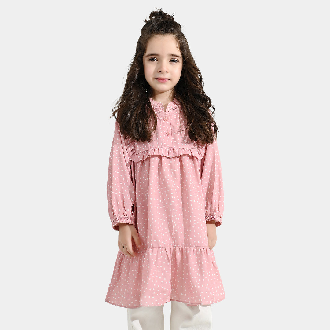 Girls Polyester Casual Frock Beauty - PINK