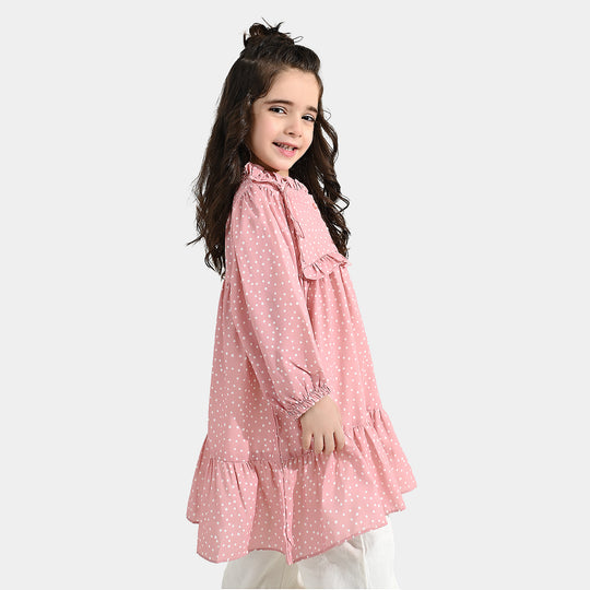 Girls Polyester Casual Frock Beauty - PINK