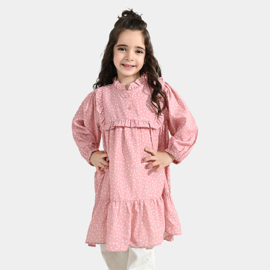 Girls Polyester Casual Frock Beauty - PINK