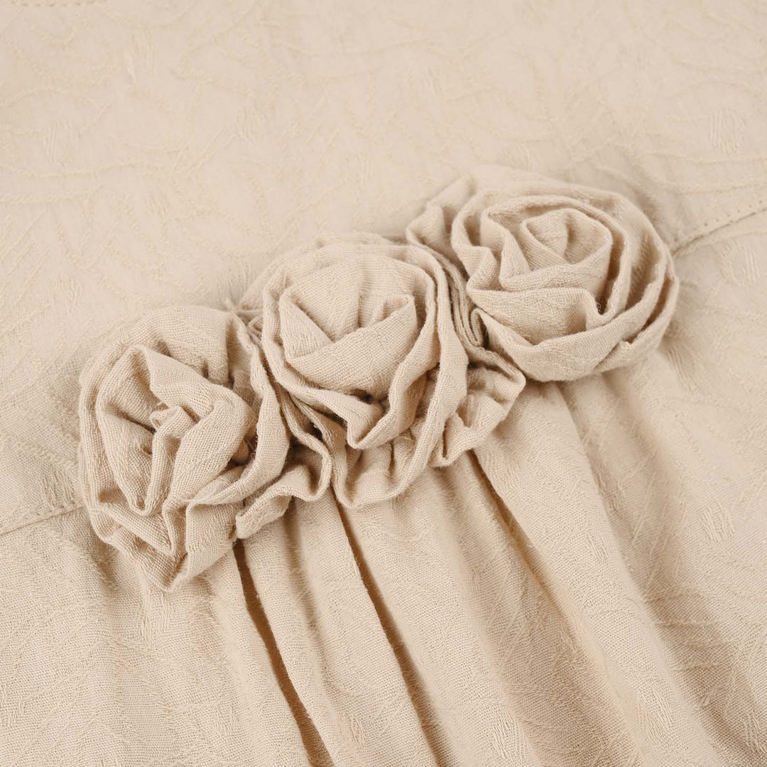 Infant Girls Jersey/Terry Romper - Beige