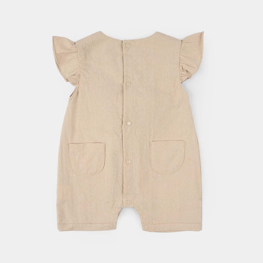 Infant Girls Jersey/Terry Romper - Beige