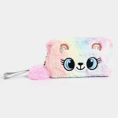 Cute Soft Fur Pouch For Girls