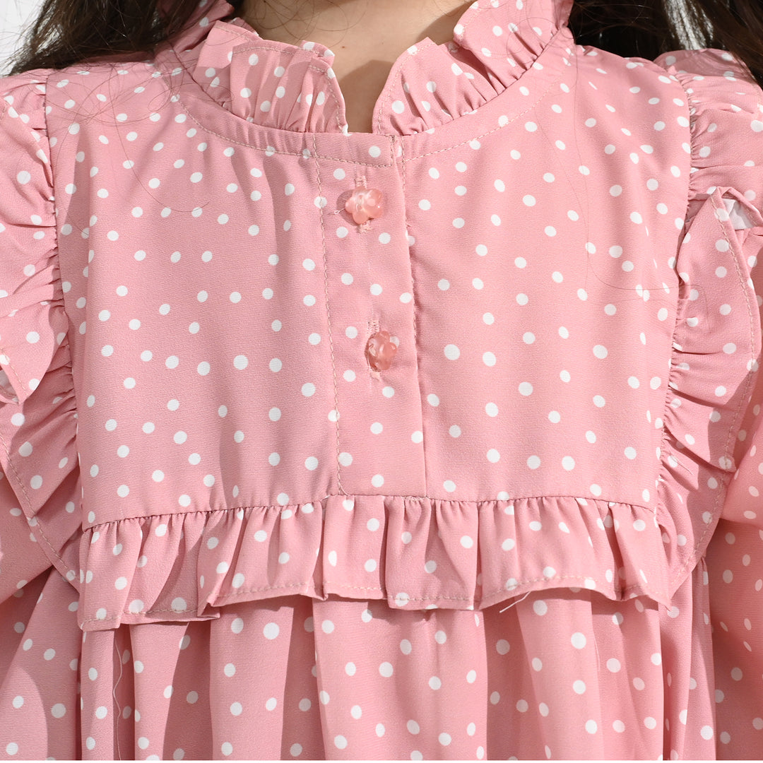 Girls Polyester Casual Frock Beauty - PINK