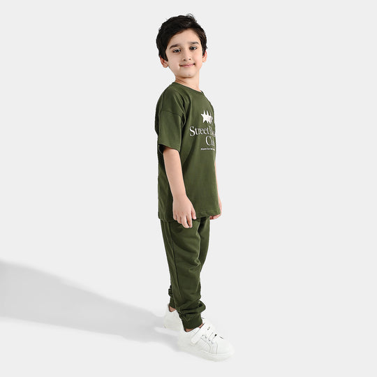 Boys Jersey/Terry 2 Piece Suit Street Basket- Rifle Green