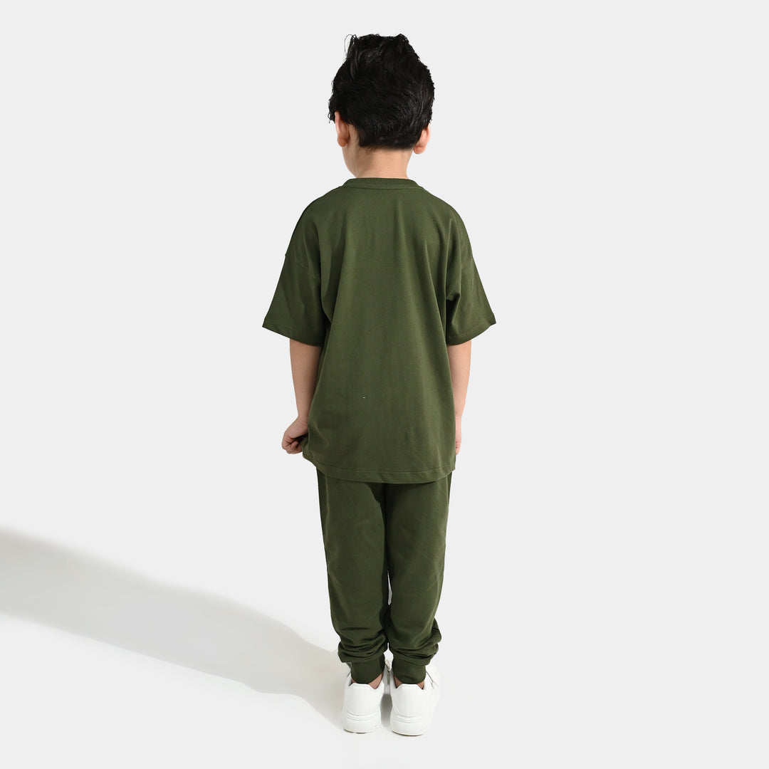 Boys Jersey/Terry 2 Piece Suit Street Basket- Rifle Green