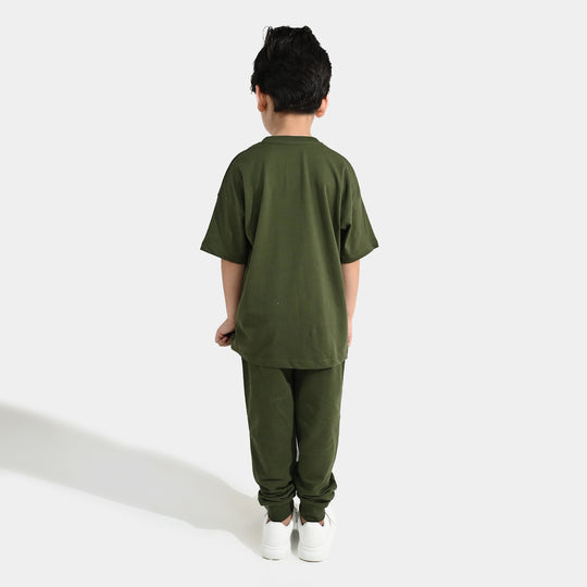 Boys Jersey/Terry 2 Piece Suit Street Basket- Rifle Green