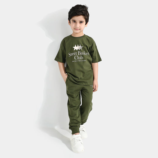 Boys Jersey/Terry 2 Piece Suit Street Basket- Rifle Green