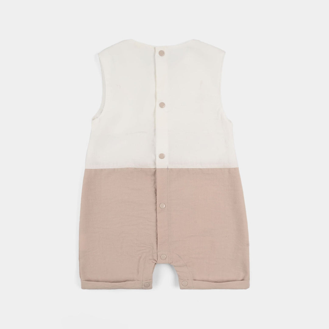 Infant Girls Jersey/Terry Romper - Beige
