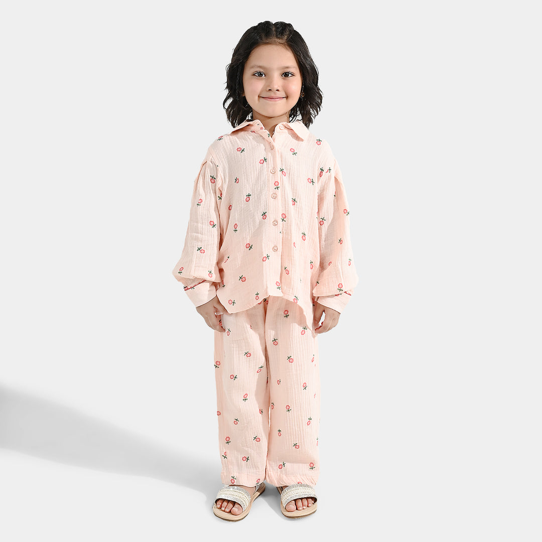 Girls Gauze Co-Ord Set Pretty-Light Pink