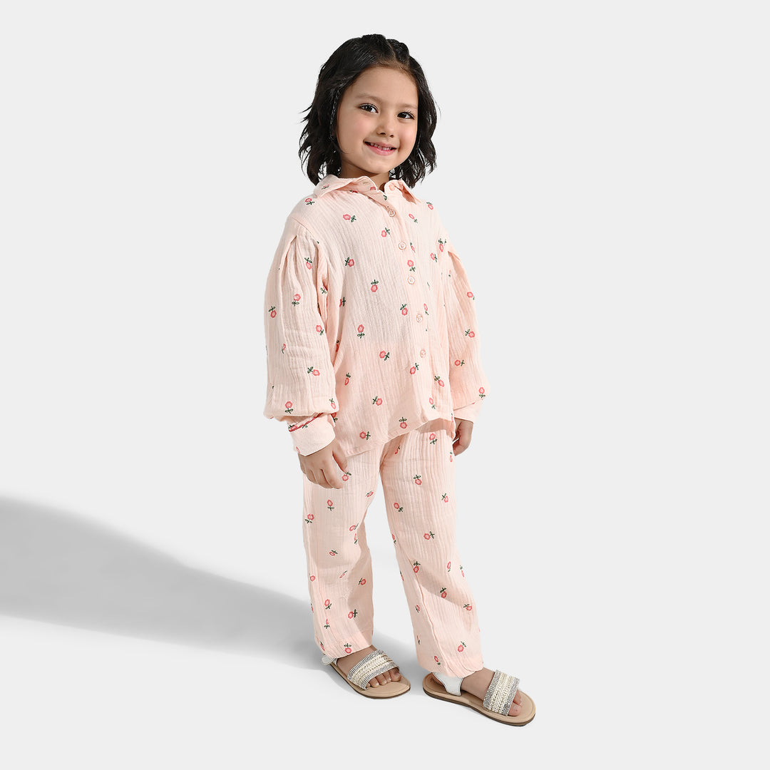 Girls Gauze Co-Ord Set Pretty-Light Pink