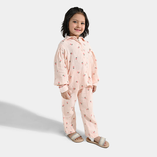 Girls Gauze Co-Ord Set Pretty-Light Pink