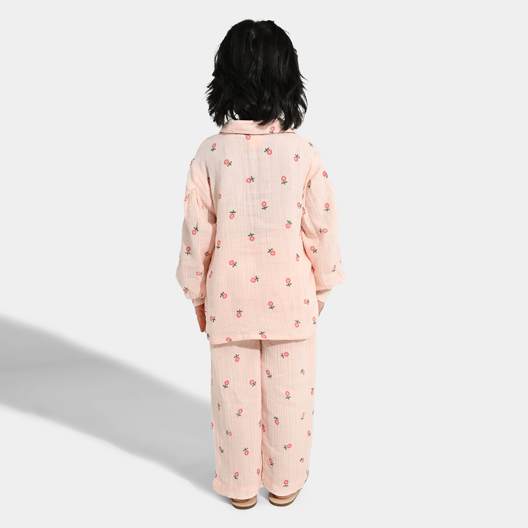 Girls Gauze Co-Ord Set Pretty-Light Pink